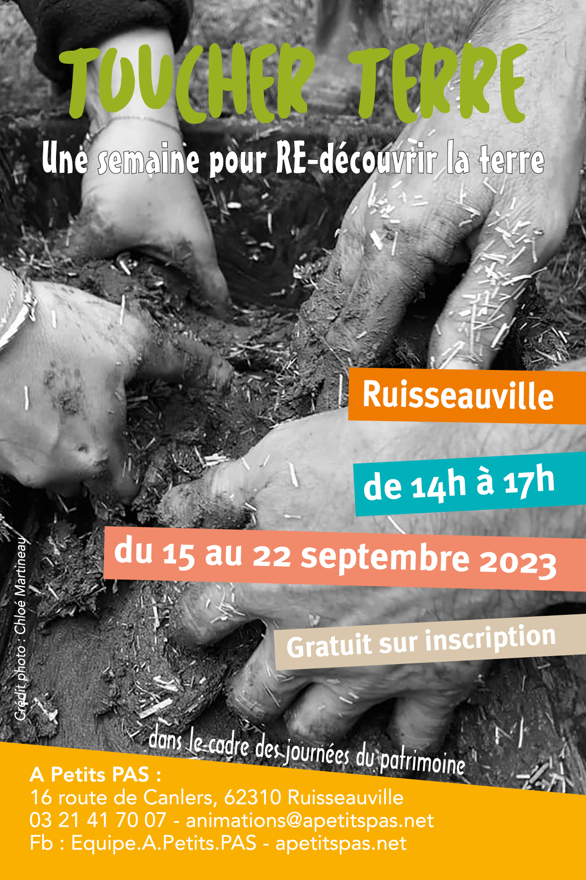Programme de la semaine TOUCHER TERRE d' A Petits PAS à Ruisseauville 62310