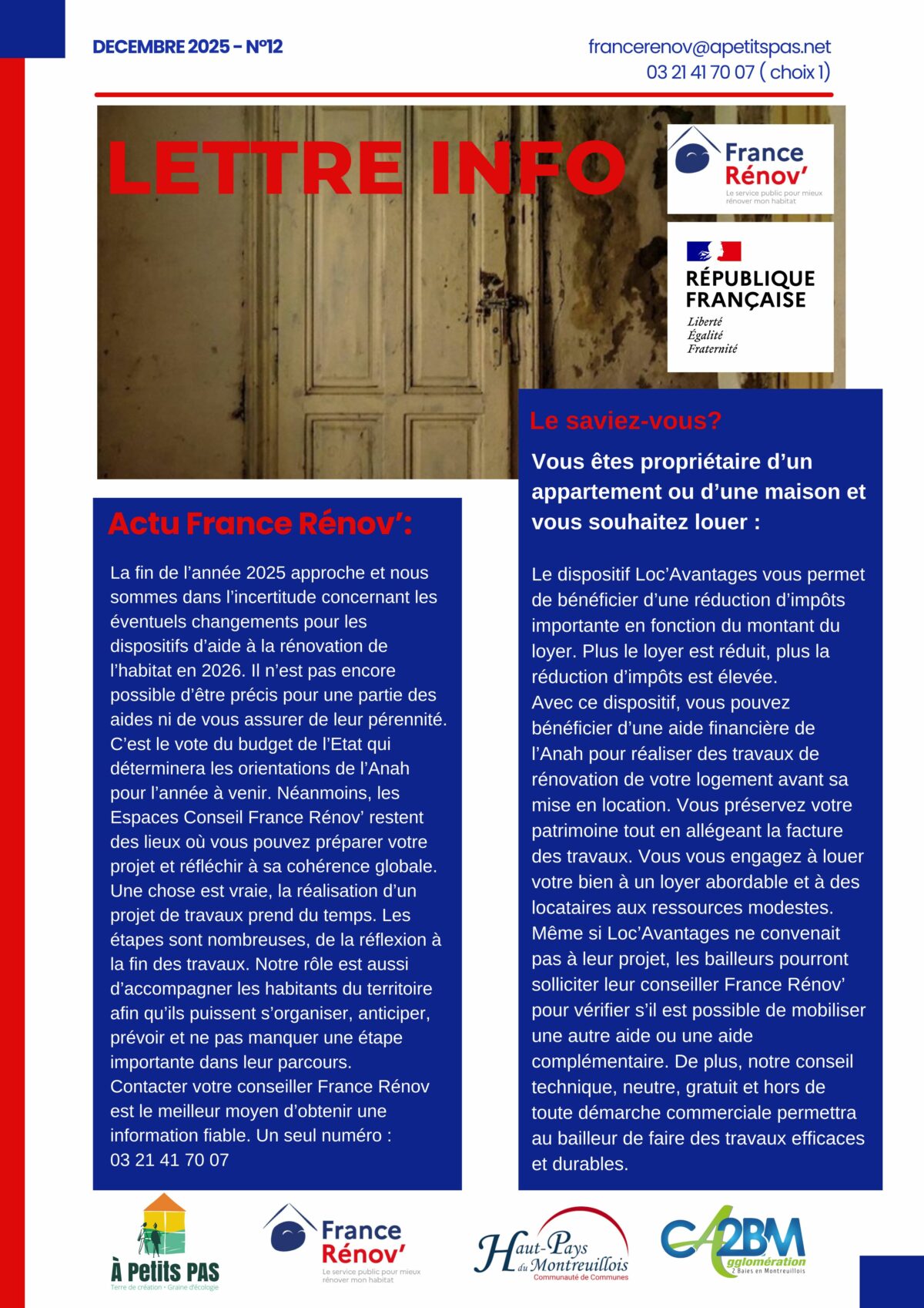 Espace Conseil France Rénov' du montreuillois- Infolettre Décembre 2025