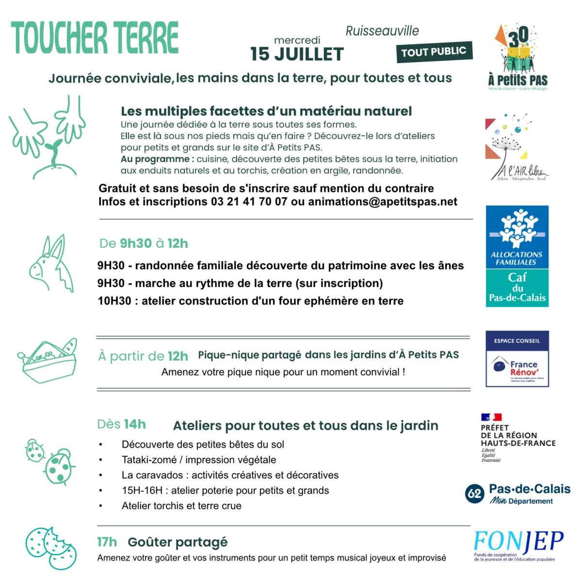 Affiche de présentation de Toucher Terre le 15 juillet à Ruisseauville