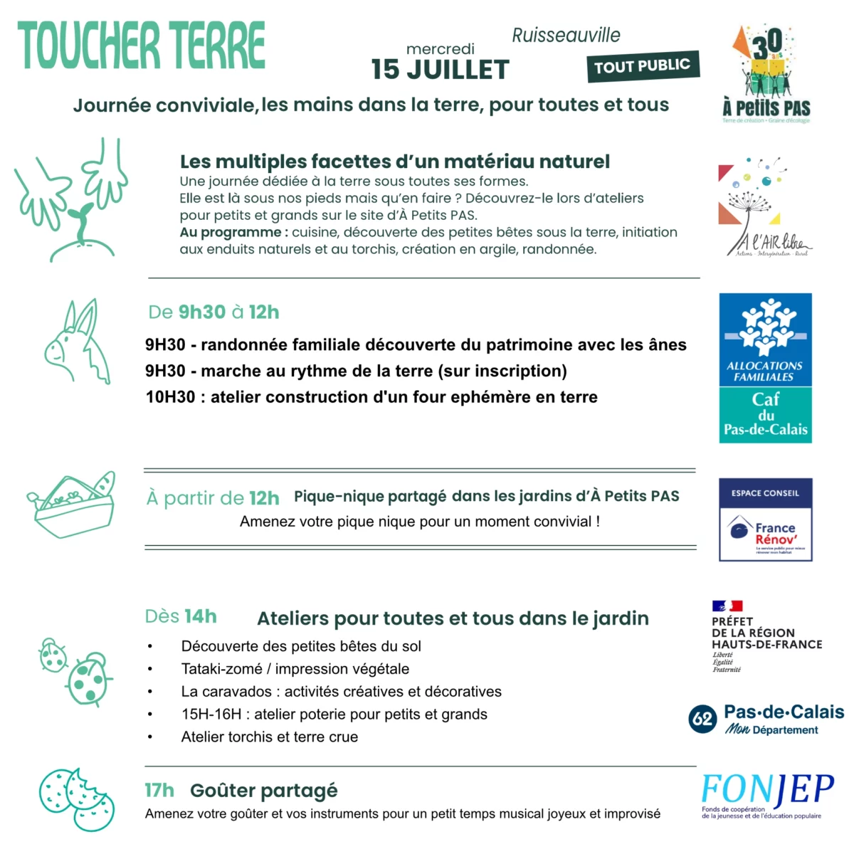 Affiche de présentation de Toucher Terre le 15 juillet à Ruisseauville